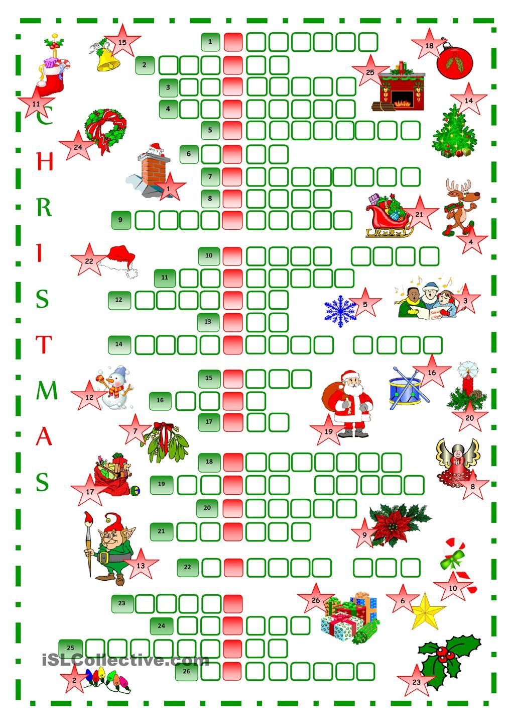 Christmas Crossword Worksheets Pdf