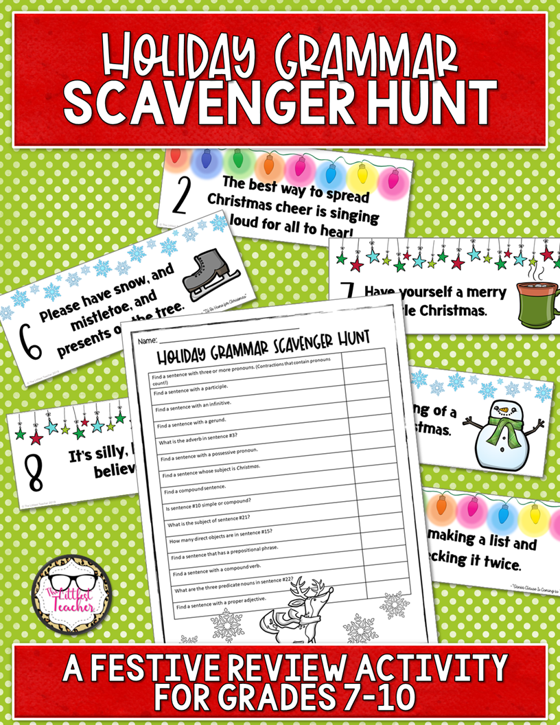 Christmas Holiday Grammar Scavenger Hunt Review Activity