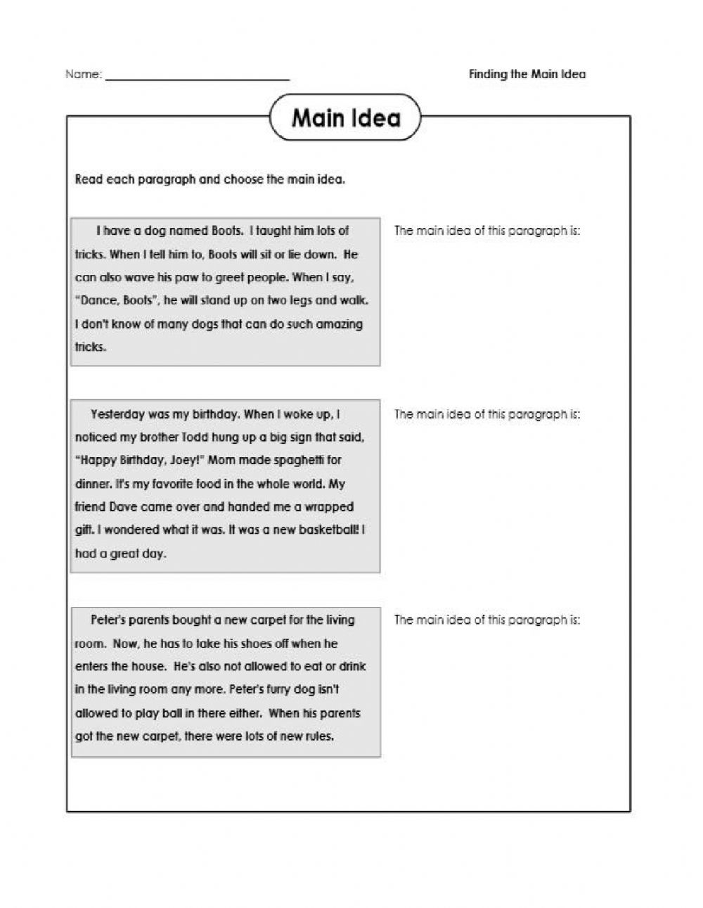 Christmas Main Idea Worksheets AlphabetWorksheetsFree