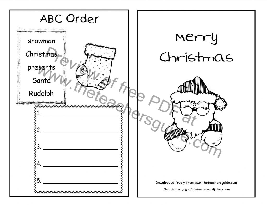 Christmas Printouts From The Teacher s Guide