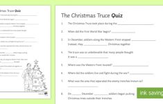 Christmas Truce 1914 Quiz Worksheet Worksheet