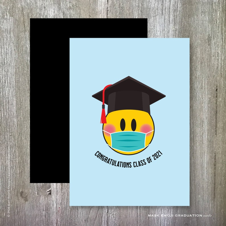 Congratulations Class Of 2021 Mask Emoji Graduation Card 