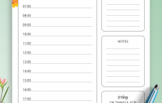 Daily Hourly Planner With Floral Pattern Printable PDF