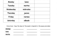 Days Of The Week In Spanish Kindergarten Worksheets