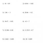 Decimal Dividing Decimals By Decimals Worksheet