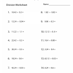 Decimal Division Worksheet Worksheets Worksheets