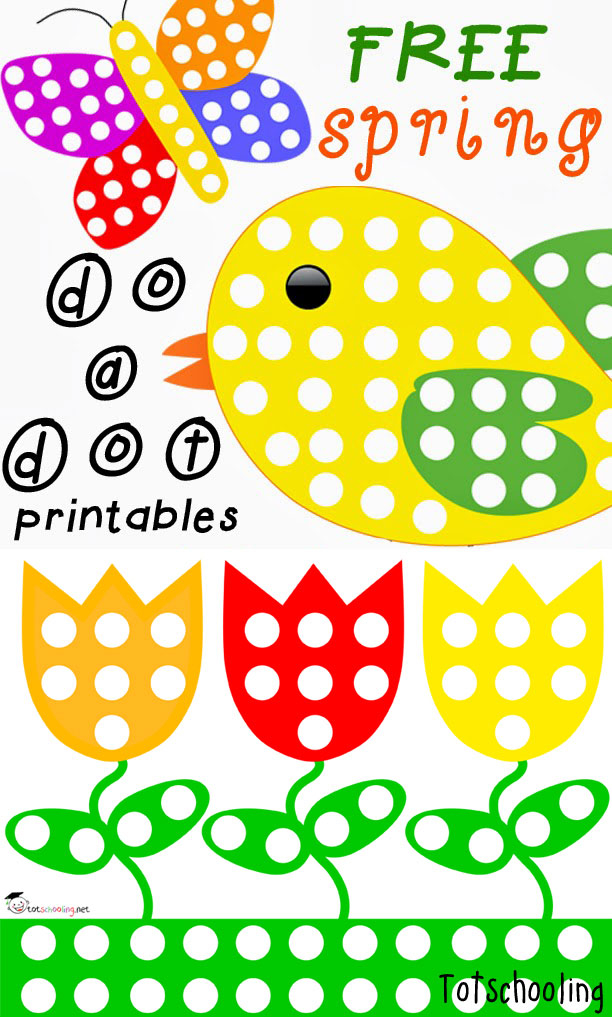 Free Do A Dot Spring Printables Totschooling Toddler 