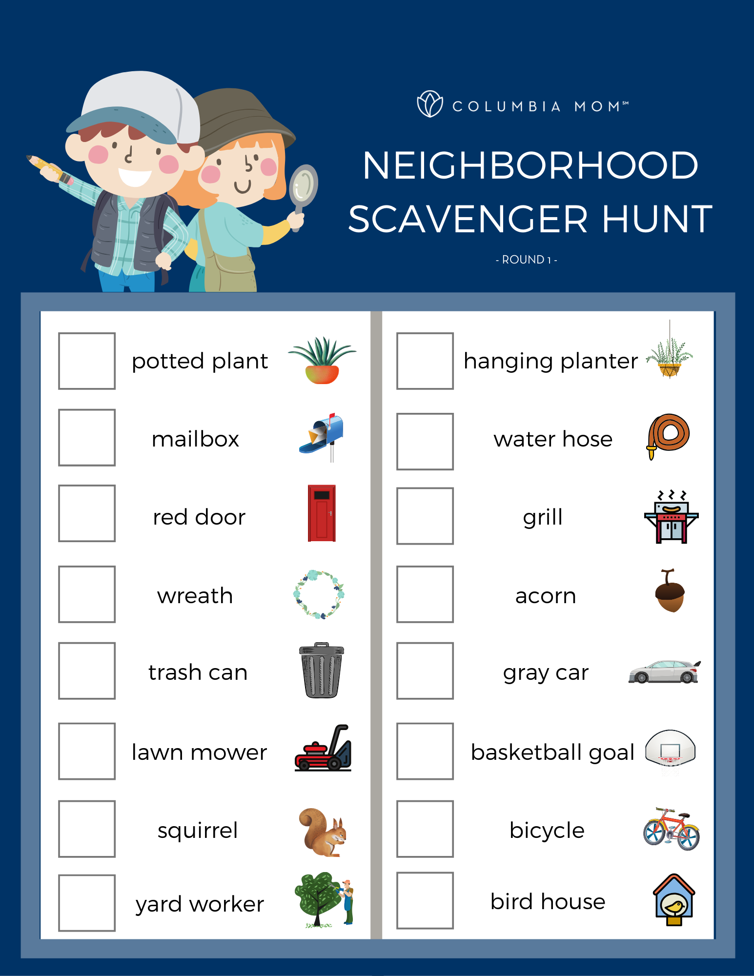 FREE Neighborhood Scavenger Hunt Printables 