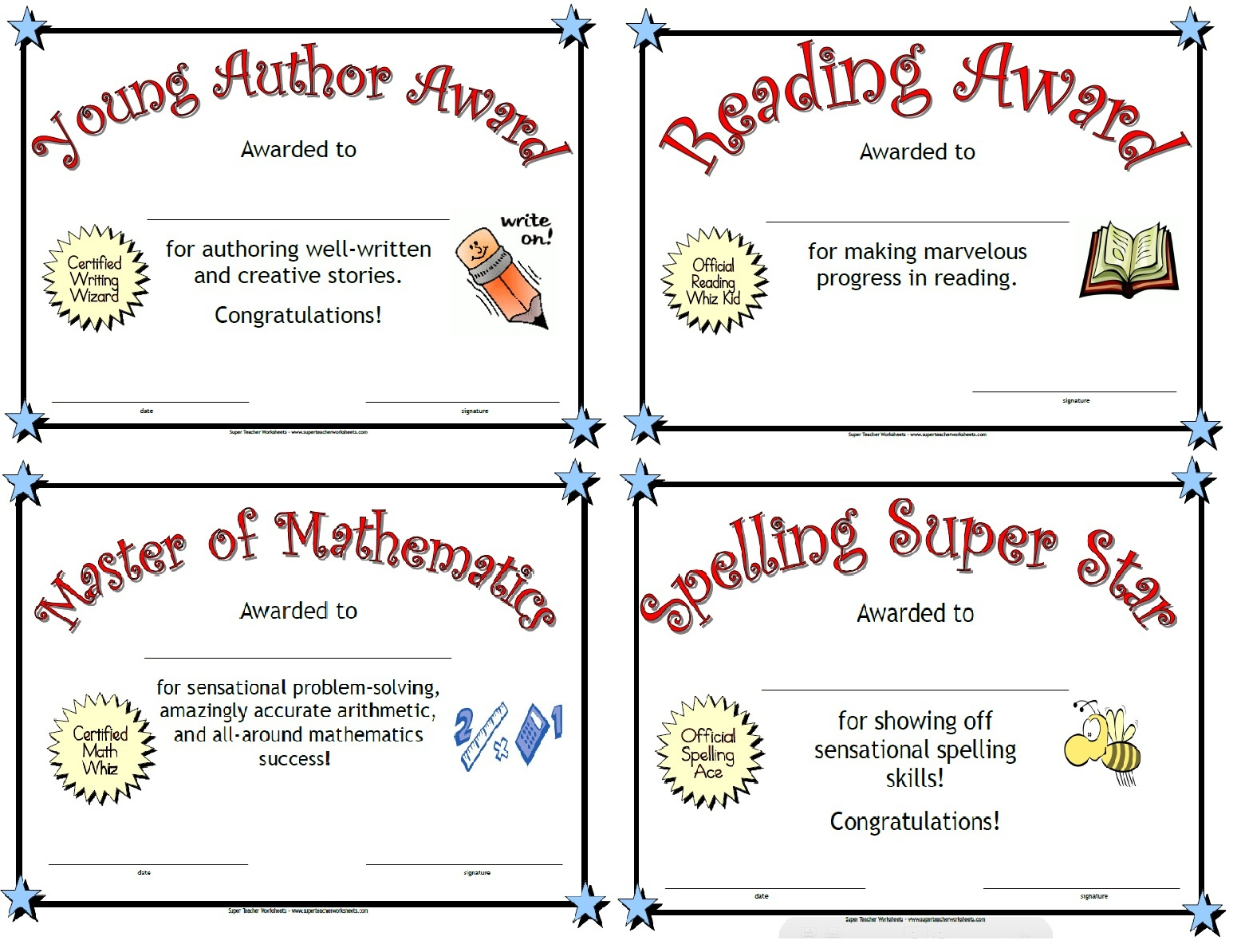 Free Printable Award Certificates For Elementary Students