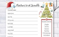 Free Printable Christmas Word Scramble Worksheet For Kids