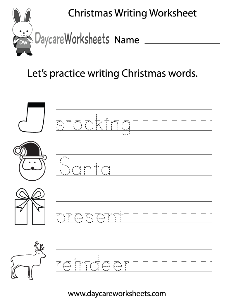 Free Printable Christmas Writing Worksheet For Preschool