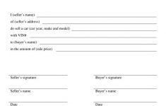 Free Printable Free Car Bill Of Sale Template Form GENERIC