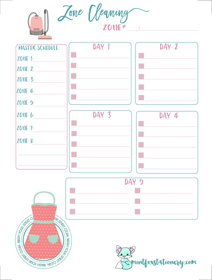 FREE Printable Happy Planner Zone Cleaning Insert From 