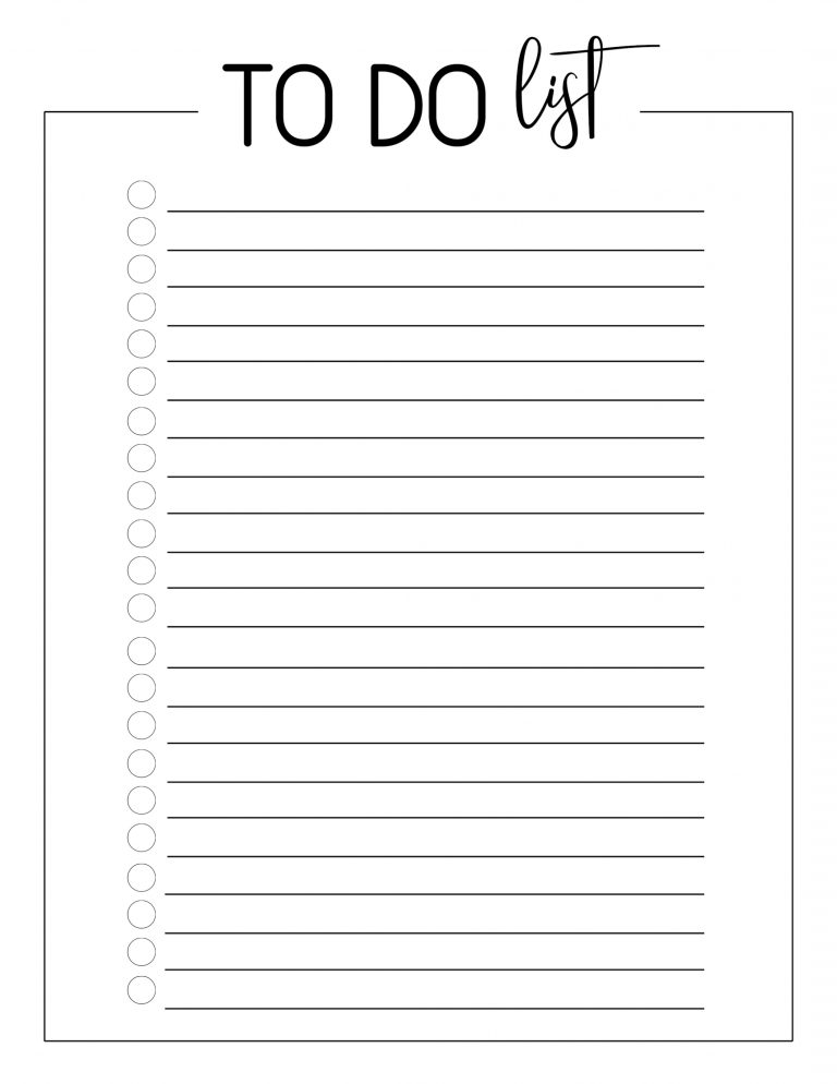 Free Printable To Do Checklist Template Paper Trail Design ...