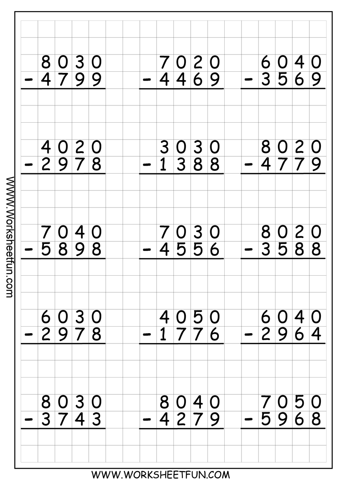 Free Subtraction With Regrouping Worksheets 3rd Grade 