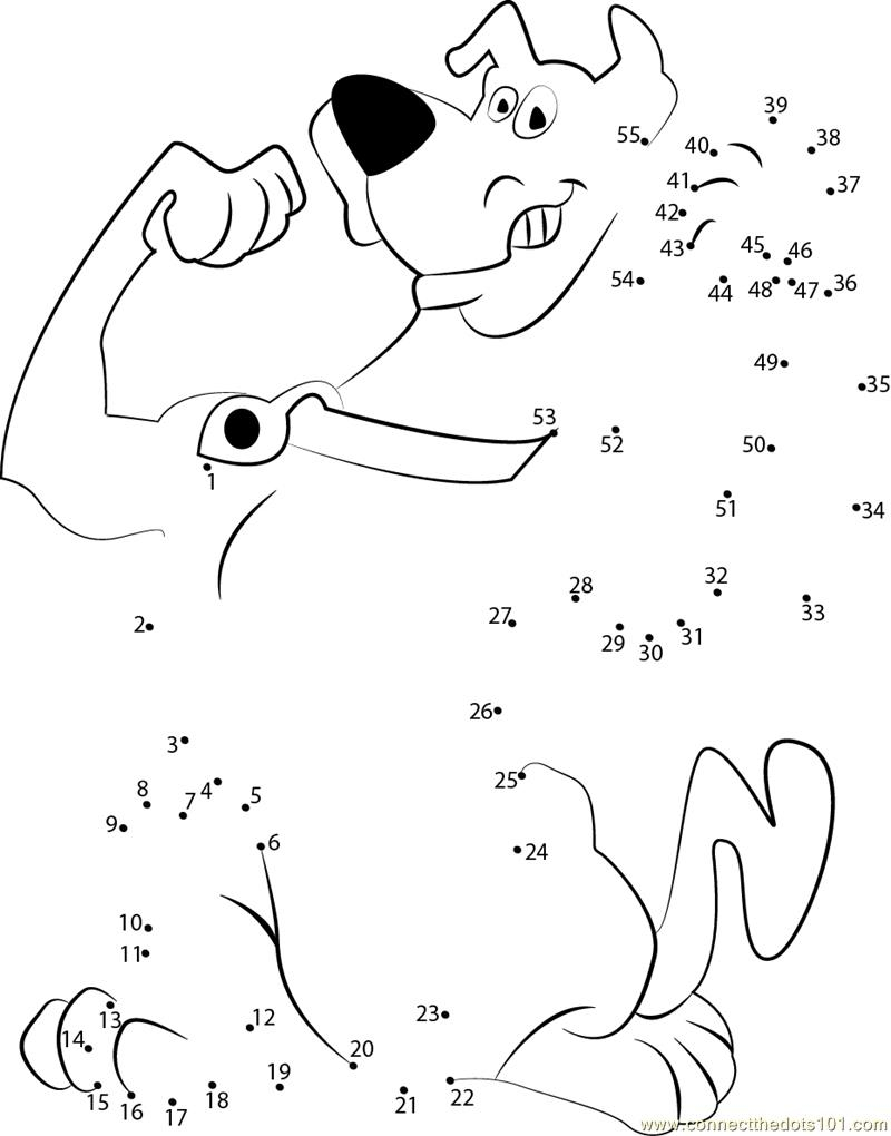 Funny Power Of Scooby Doo Dot To Dot Printable Worksheet 