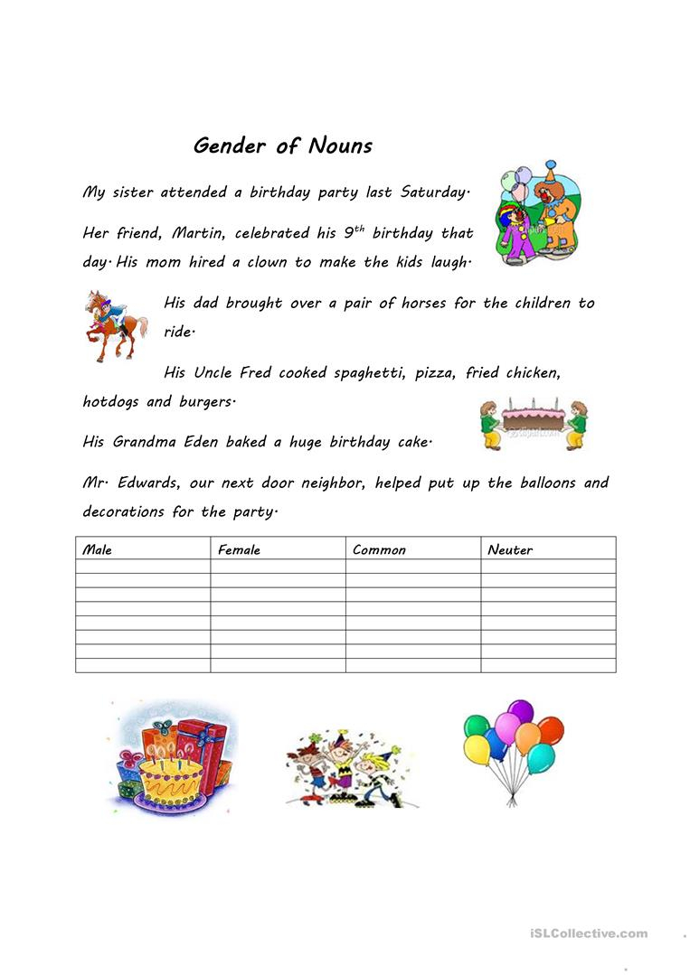 Gender Of Nouns Worksheet Free ESL Printable Worksheets 