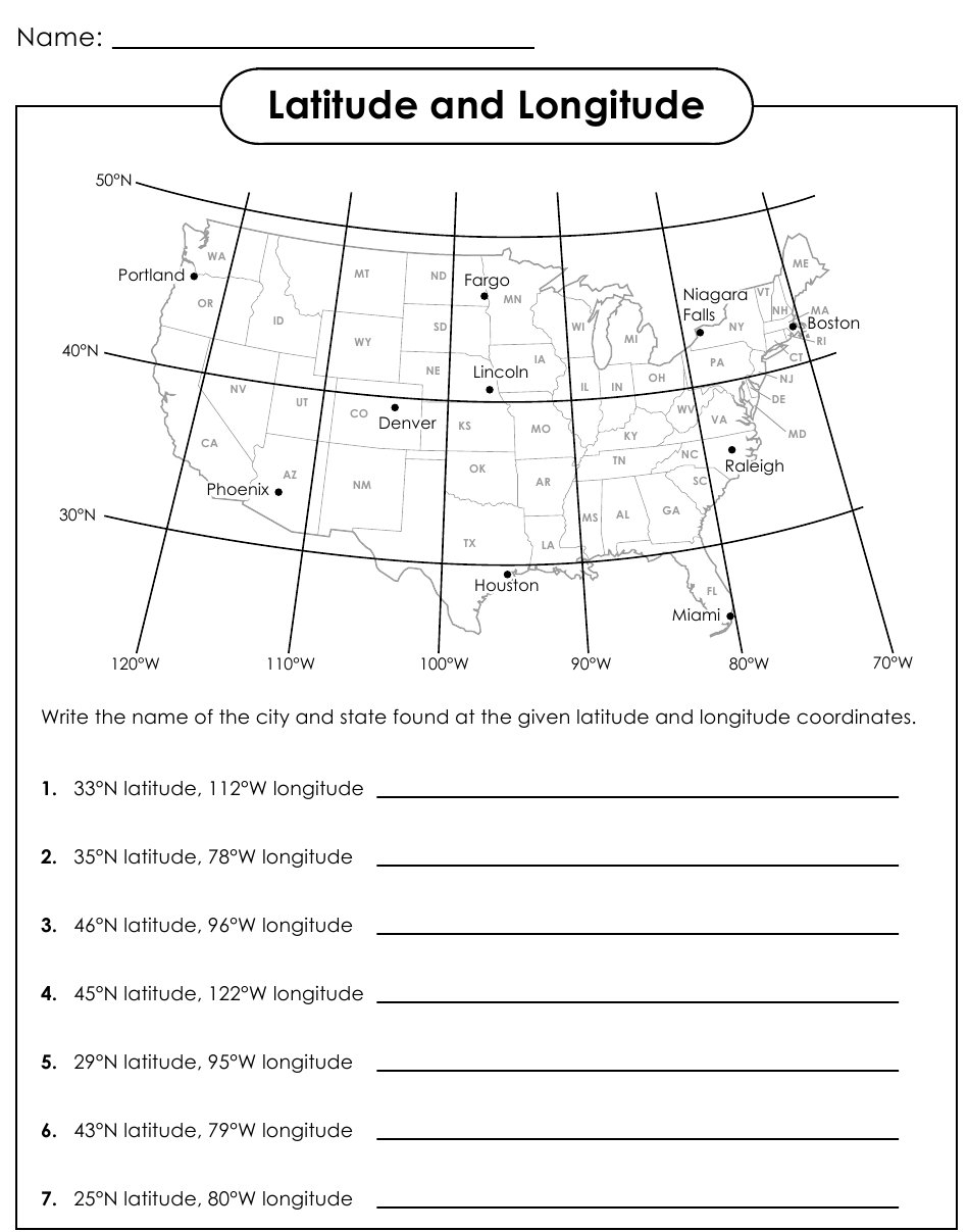 Latitude And Longitude Practice Worksheets Middle School