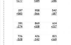 Math Worksheets Adding And Subtracting Three Digit Numbers