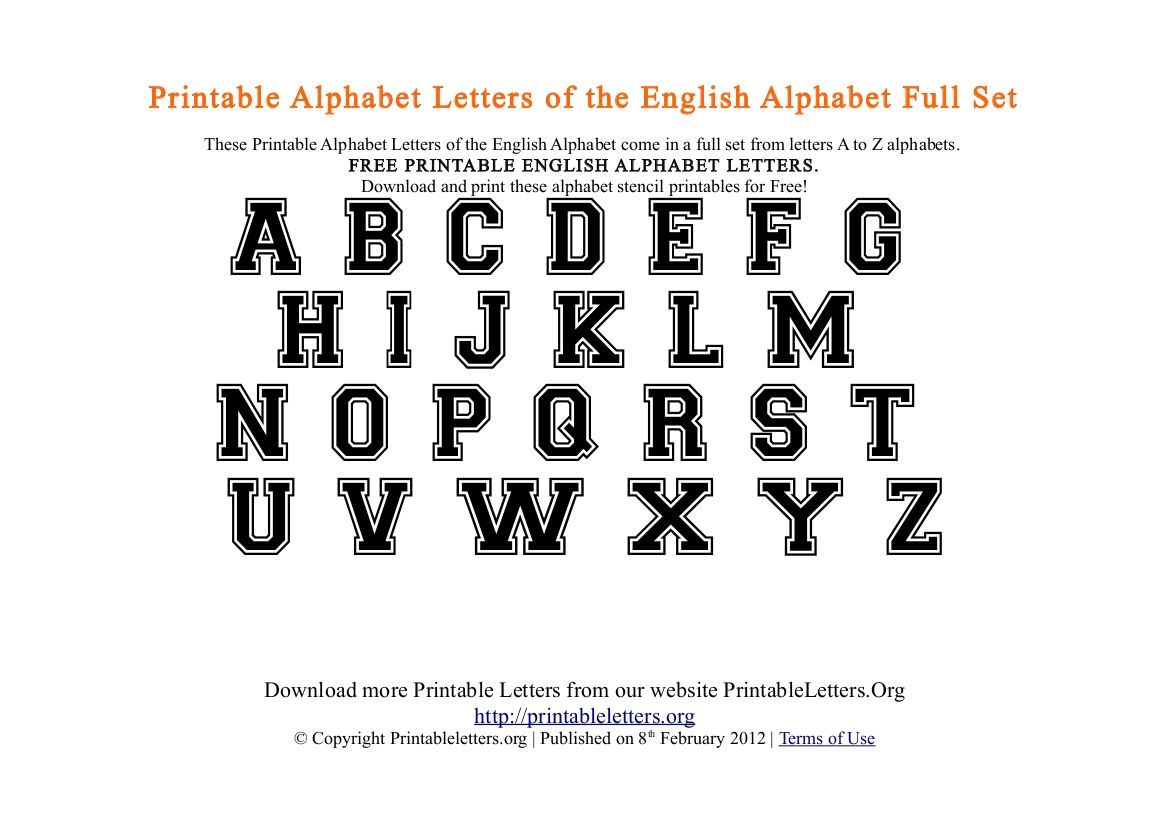 Printable Alphabet Letters Free PDF Printable College