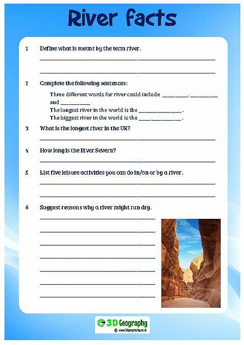 River Facts Comprehension Rivers Worksheets Ks2 