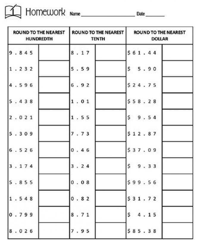 Rounding Decimals Worksheet Homeschooldressage EZ 