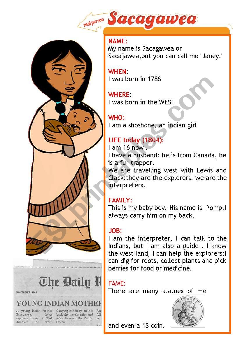 Sacagawea Craft Activity 1St Grade Activities 