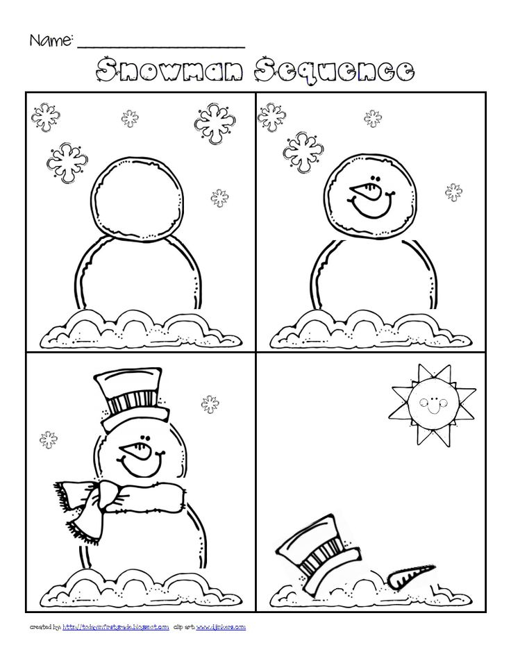 Snowman Sequence pdf Google Drive Winter Kindergarten 