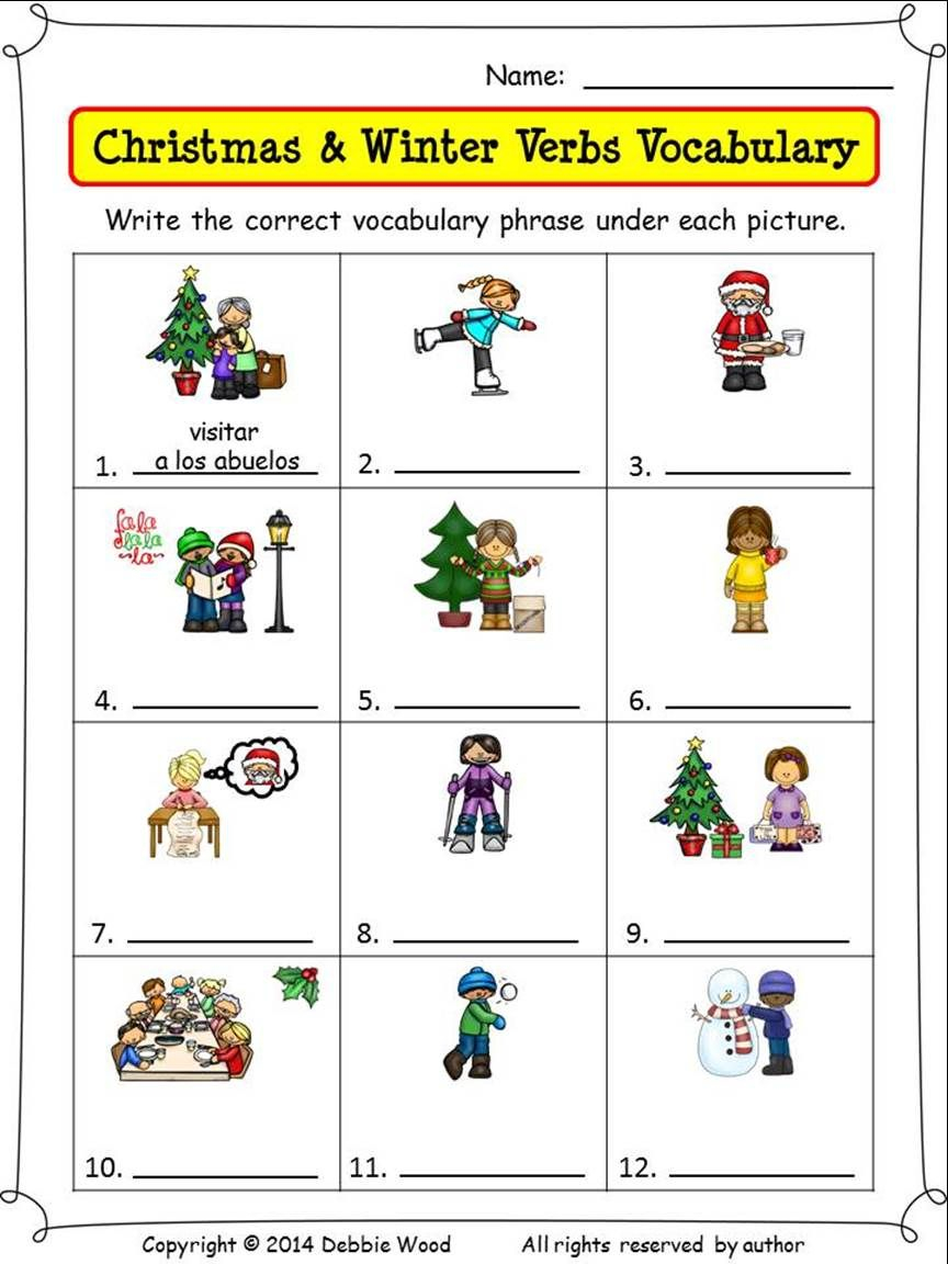 Spanish Christmas Activities Nouns And Verbs Nouns And