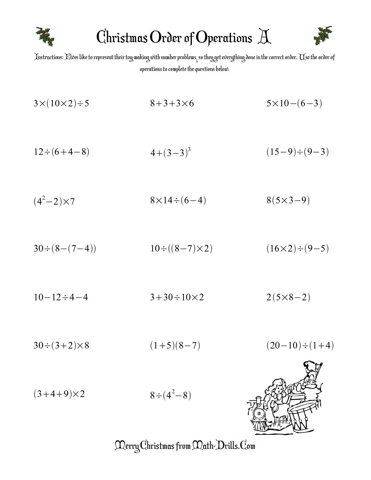 The Order Of Operations Three Steps A Math Worksheet