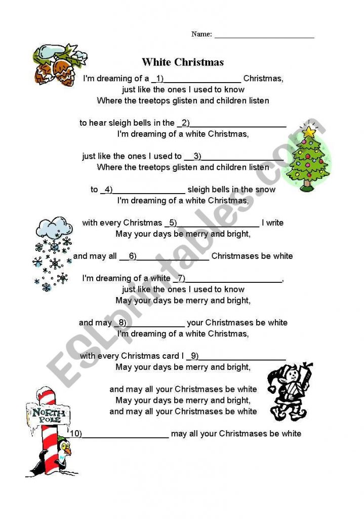 White Christmas ESL Worksheet By Suterja