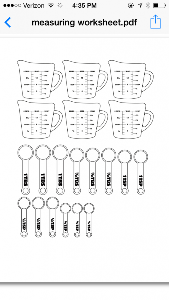 12 Best Images Of Measuring Cups And Spoons Worksheets