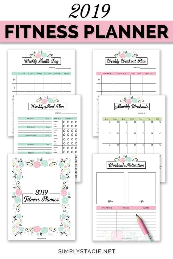 2019 Fitness Planner Free Printable Organize Your Health 