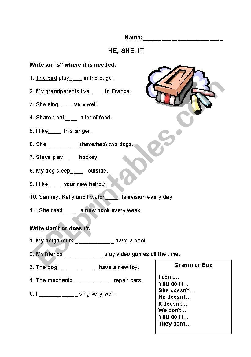 3rd Person Singular S ESL Worksheet By Pat78