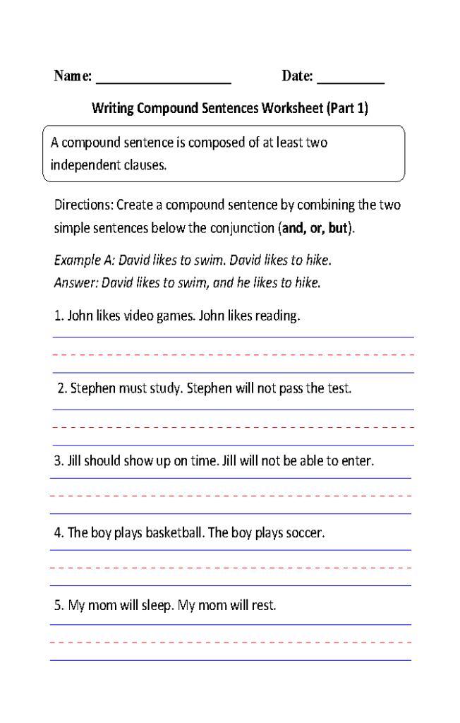 4th Grade Compound Sentences Worksheet With Answers 