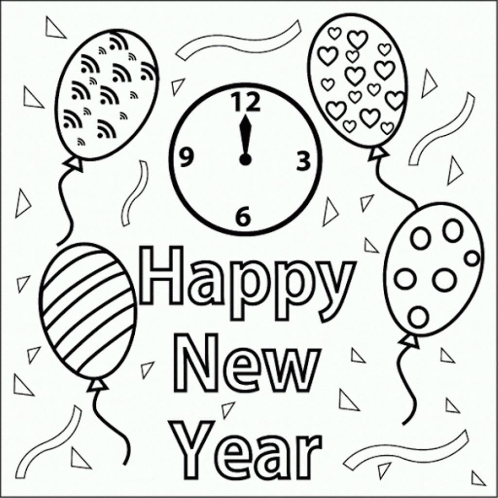 A Large Number Of Happy New Year 2022 Coloring Pages