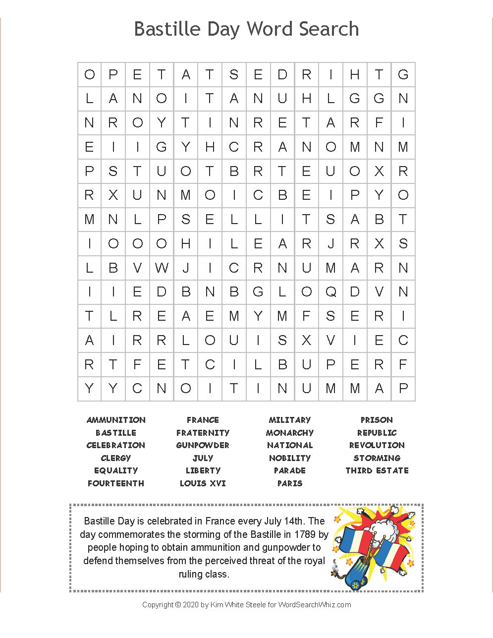 Bastille Day Word Search