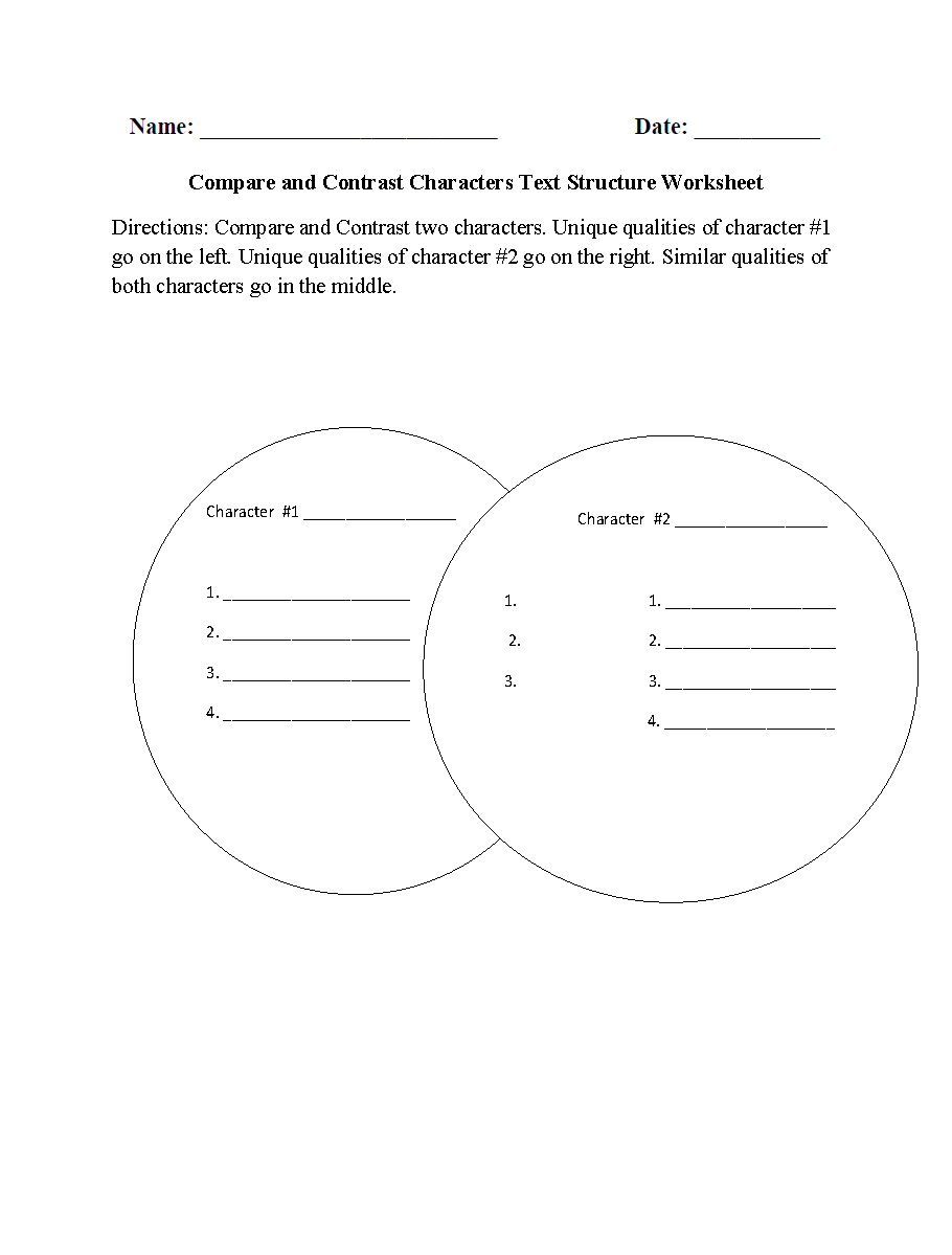 Compare And Contrast Worksheets 2Nd Grade Db excel