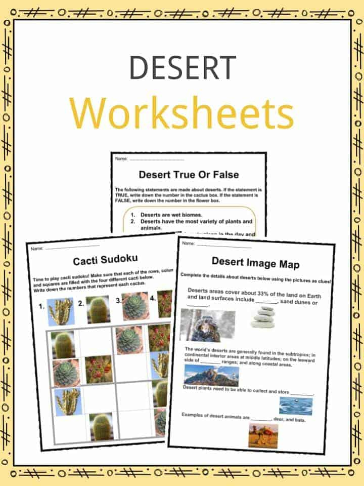 Desert Facts Worksheets Hot Cold Climate Information 