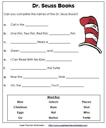 Dr Seuss Math Worksheets 2nd Grade Worksheets Master