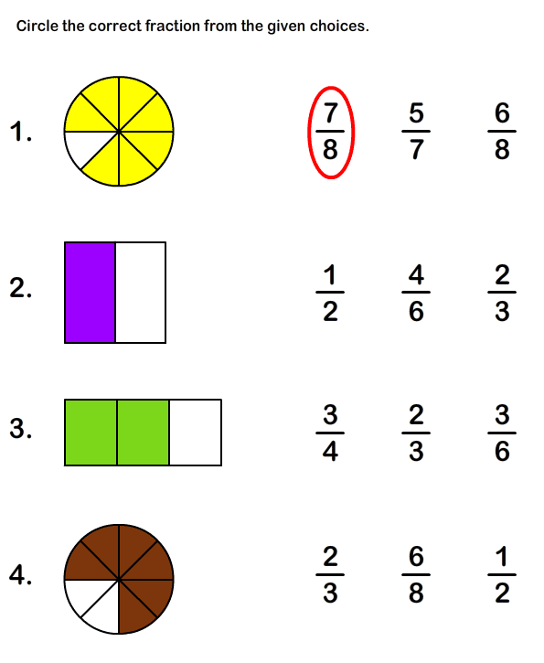 Free Printable Fraction Worksheets For Grade1 Math 