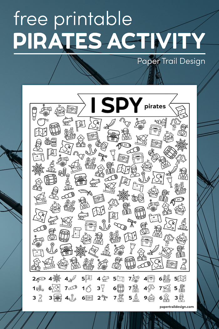 Free Printable I Spy Pirates Activity Paper Trail Design