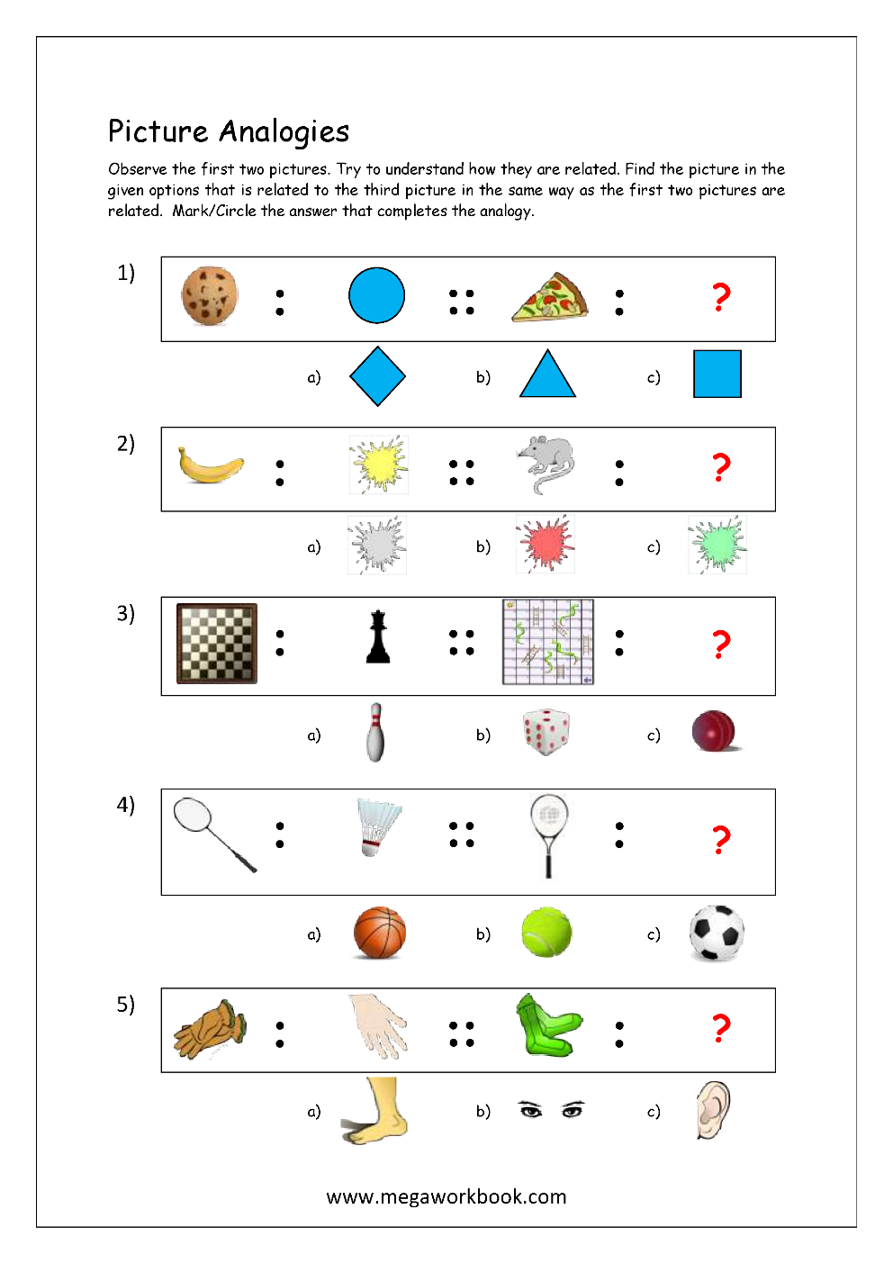 Free Printable Picture Analogy Worksheets Logical 