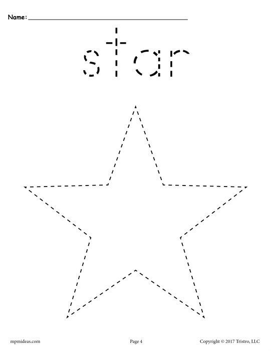 Free Printable Star Tracing Worksheet 