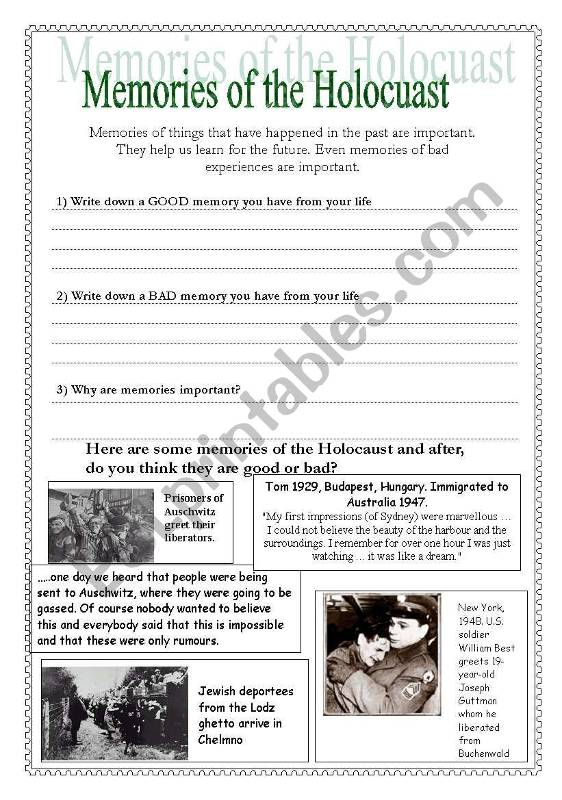 Holocaust Sheet ESL Worksheet By Francescassidy