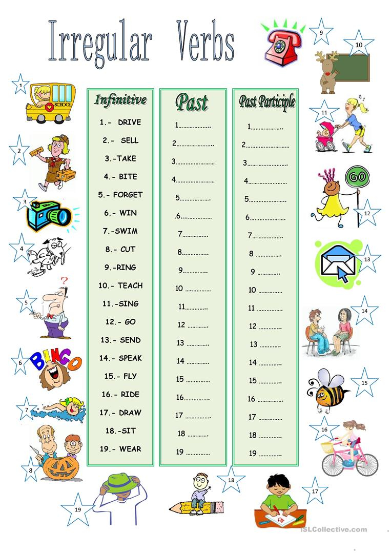 Free Printable Irregular Verb Worksheets AlphabetWorksheetsFree