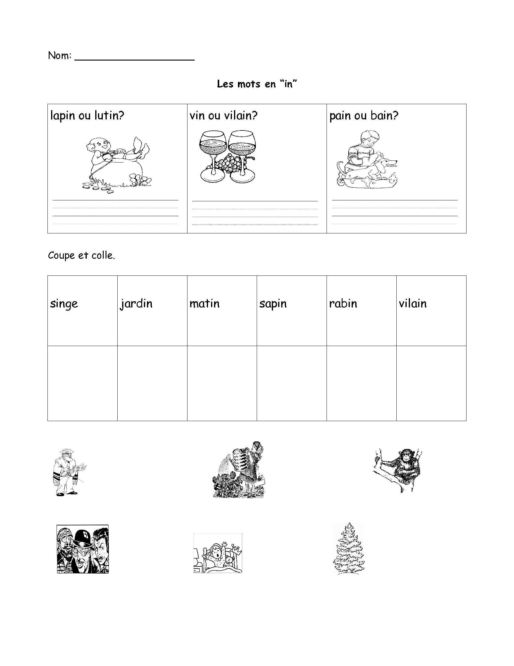 Kindergarten Learn French Language Worksheet Printable 