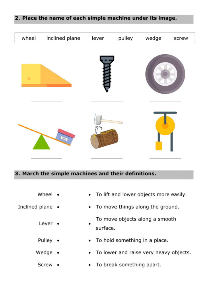 MACHINES 2 Simple Machines Worksheet