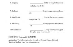 Physical Education Exam Grade 8 Worksheet