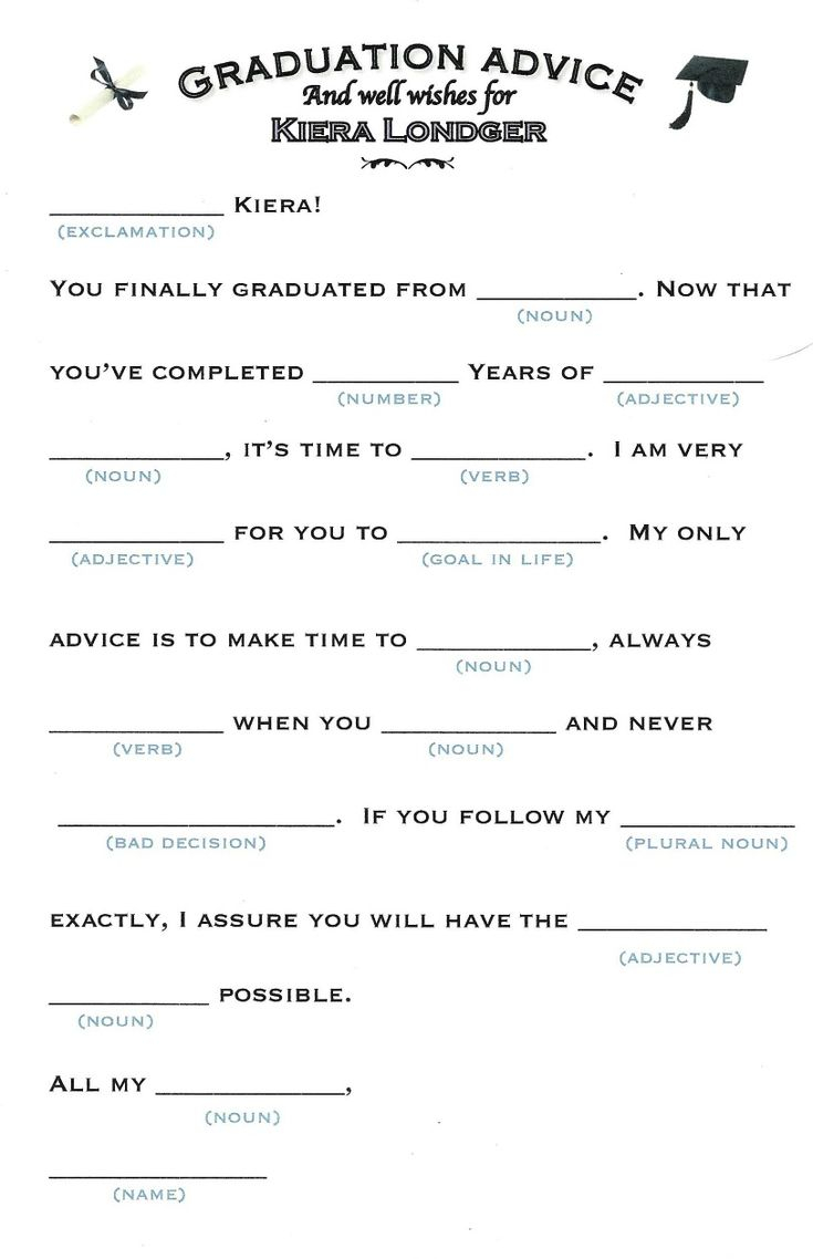 Pin By WedCreatively On Gradation Mad Libs 